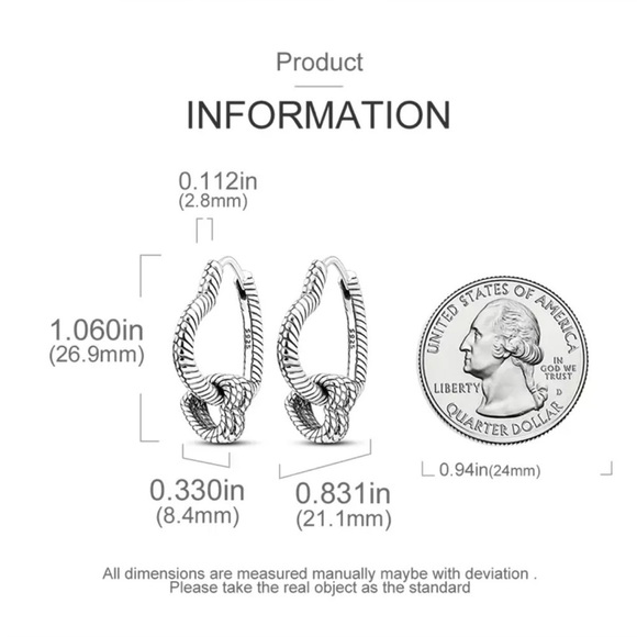 925 Sterling Silver Heart Shape Hoop Earrings - Picture 4 of 8